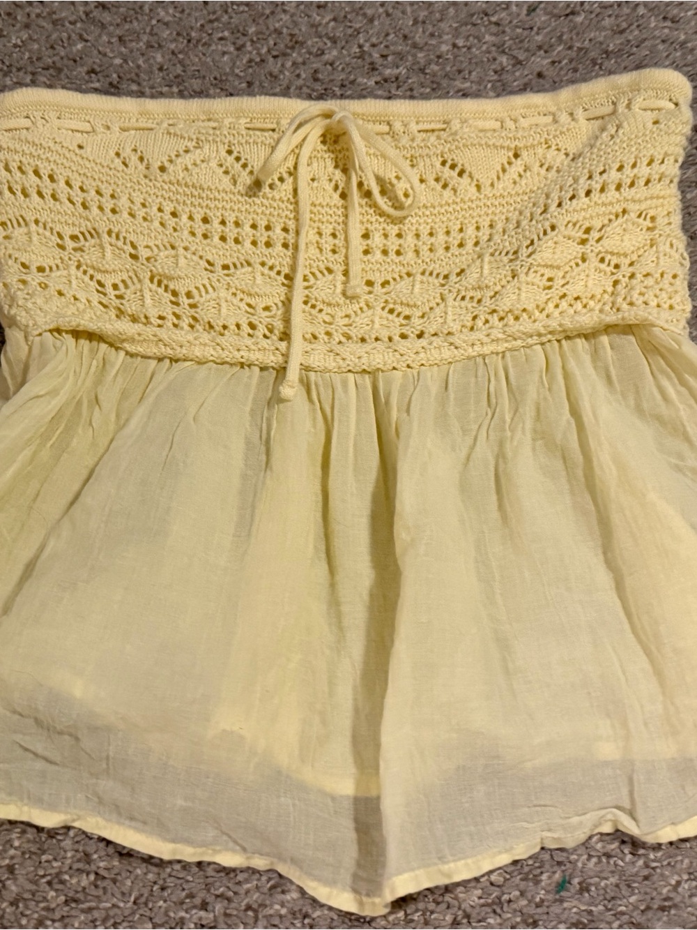 Hollister Pale Yellow Smocked Tiered Shirt